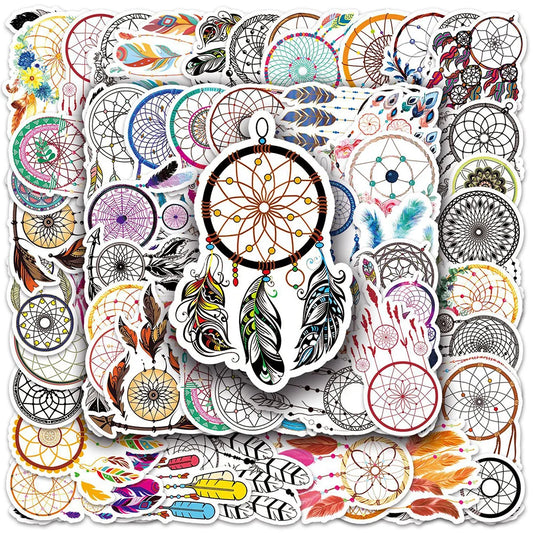 Funny Cartoon Vintage Bohemian Dreamcatcher Aesthetic Stickers Pack - Laptop, Luggage, Guitar, Scrapbook, Waterproof