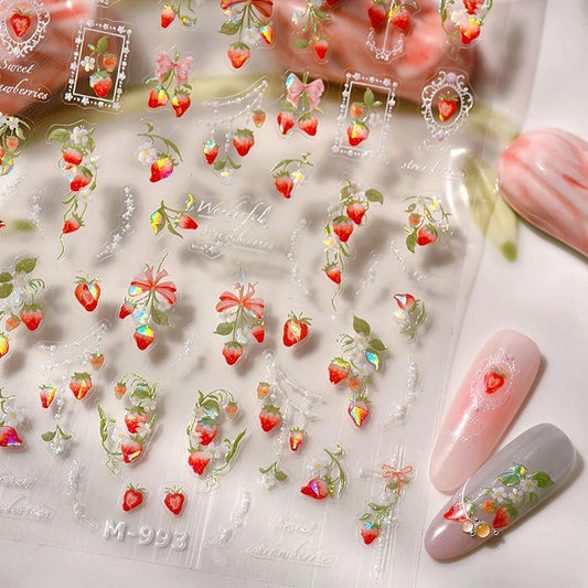 Strawberry Pearl Lace Nail Art Stickers Wholesale