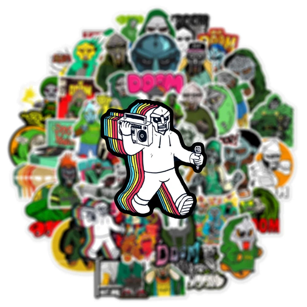 10/50Pcs Hip Hop Rapper Mf Doom Stickers Singer Fan Gift DIY Decoration Phone Cup Luggage Scrapbook Laptop Helment Guitar Decal