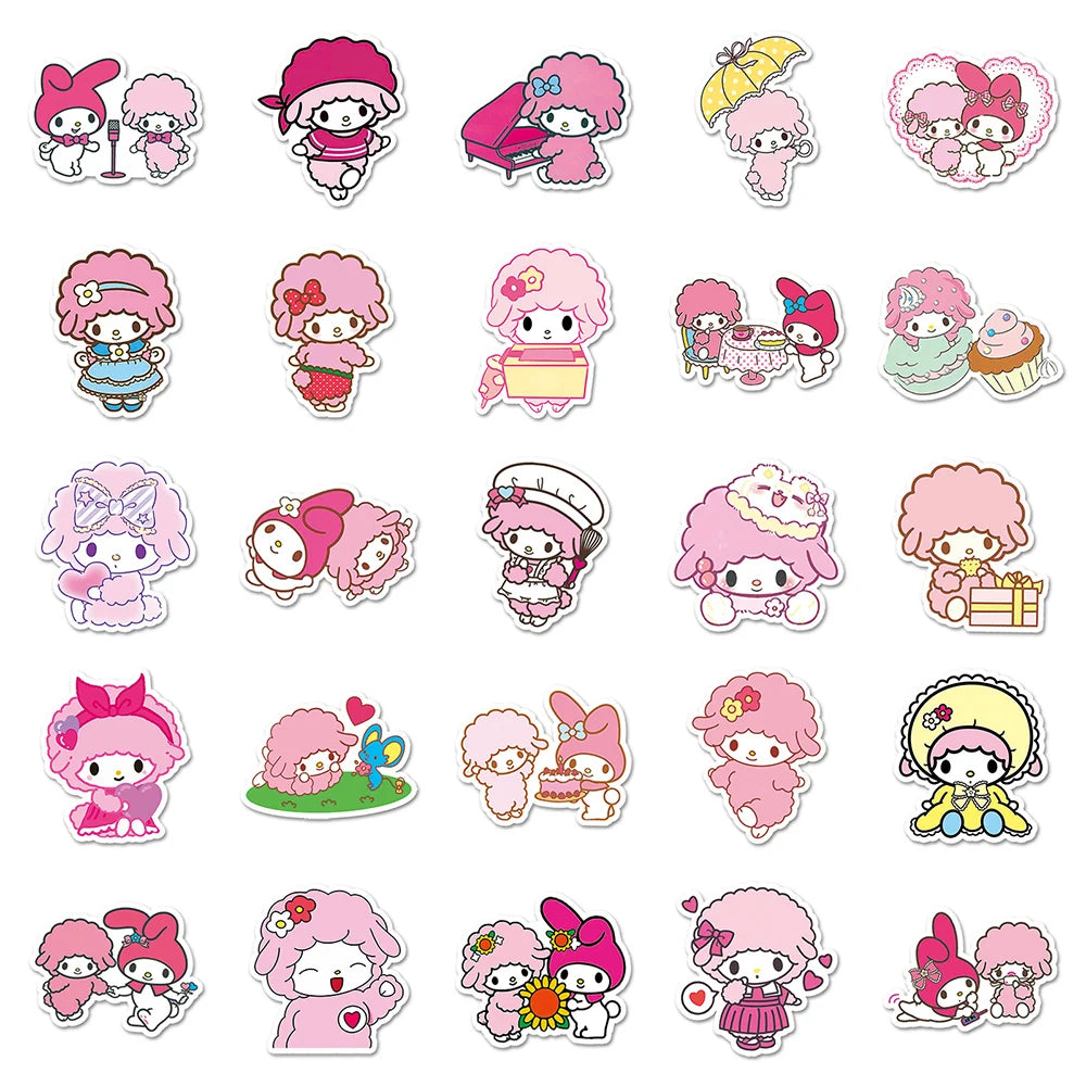 10/30/50pcs My Sweet Piano Cartoon Stickers Cute Sanrio Pink Sheep Sticker DIY Diary Guitar Suitcase Kawaii Anime Decal for Kids