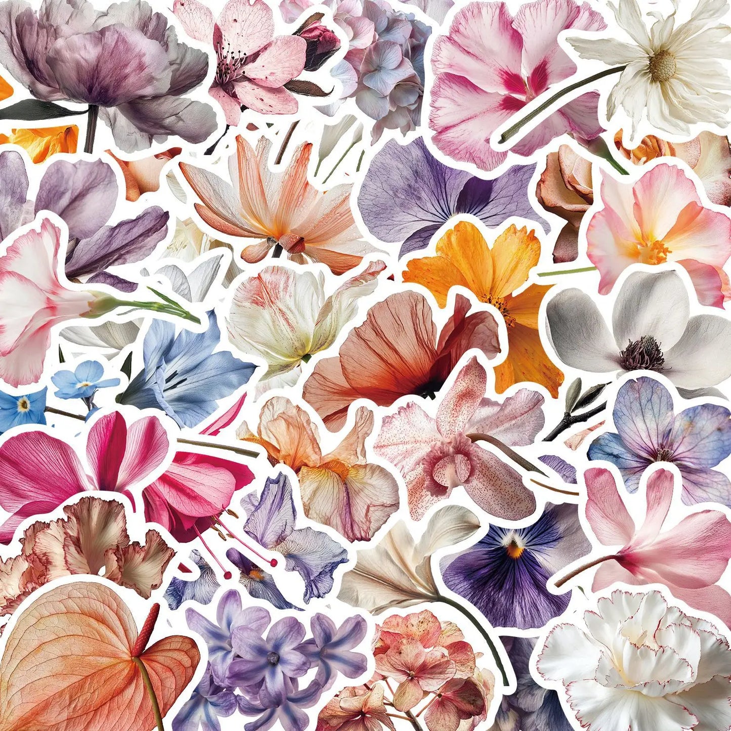 10/30/50PCS Blooming Flowers Stickers Cartoon Plant Decals DIY Scrapbook Luggage Laptop Guitar Bike Sticker Graffiti Decoration