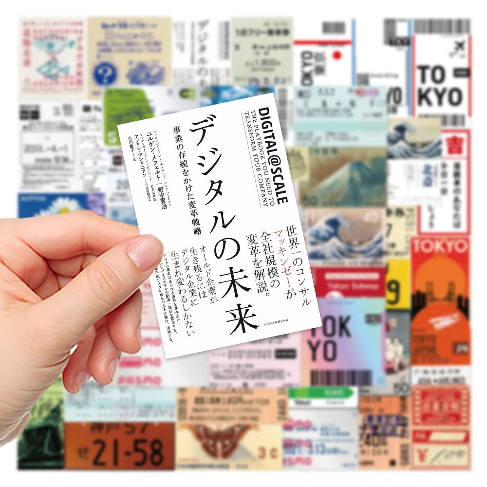 10/30/60PCS Japanese Tickets Tokyo Travel Stickers Decals For Suitcase Phone Notebook Fridge Motorcycle Funny DIY Sticker Gift