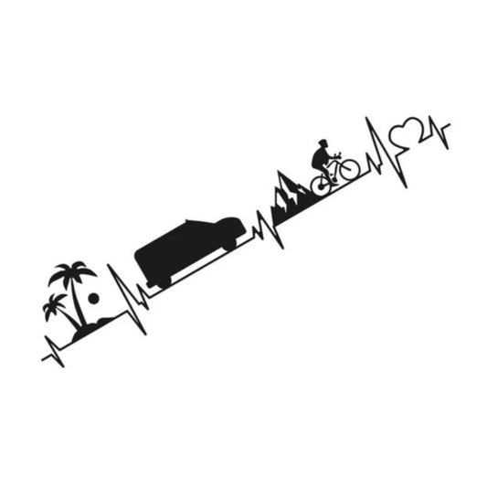 Van Camper Electrocardiogram Travel Sticker Car Body Decal Explore Bike Palm Tree Heartbeat Vinyl RV Accessories Car Sticker
