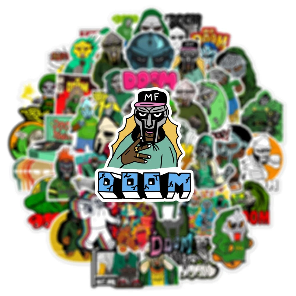 10/50Pcs Hip Hop Rapper Mf Doom Stickers Singer Fan Gift DIY Decoration Phone Cup Luggage Scrapbook Laptop Helment Guitar Decal