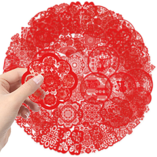 Spring Festival Window Stickers Red Decals DIY Scrapbook Luggage Laptop Guitar Toy
