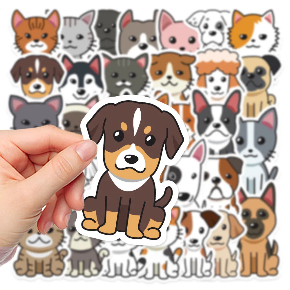 33Pcs Cat Dog Pet Stickers Laptop Bicycle Guitar Skateboard Sticker Kid DIY Graffiti Waterproof Stickers Toy