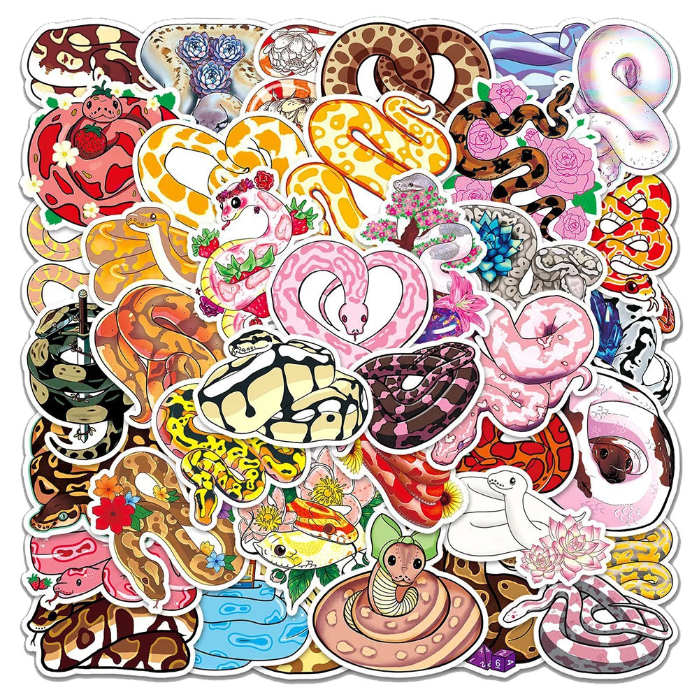 Cute Cartoon Snake Stickers - 10/30/50pcs Aesthetic Decals for Laptop, Phone, Suitcase, Fridge, Notebook