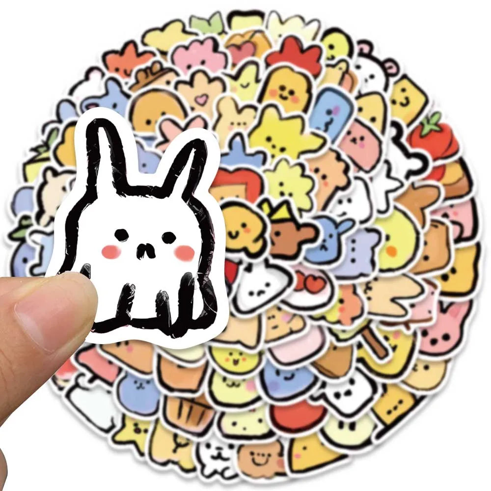 100pcs Funny Cute Cartoon Animals Meme Stickers Pack Vinyl Laptop Phone Decals Luggage Skateboard Guitar Waterproof Graffiti