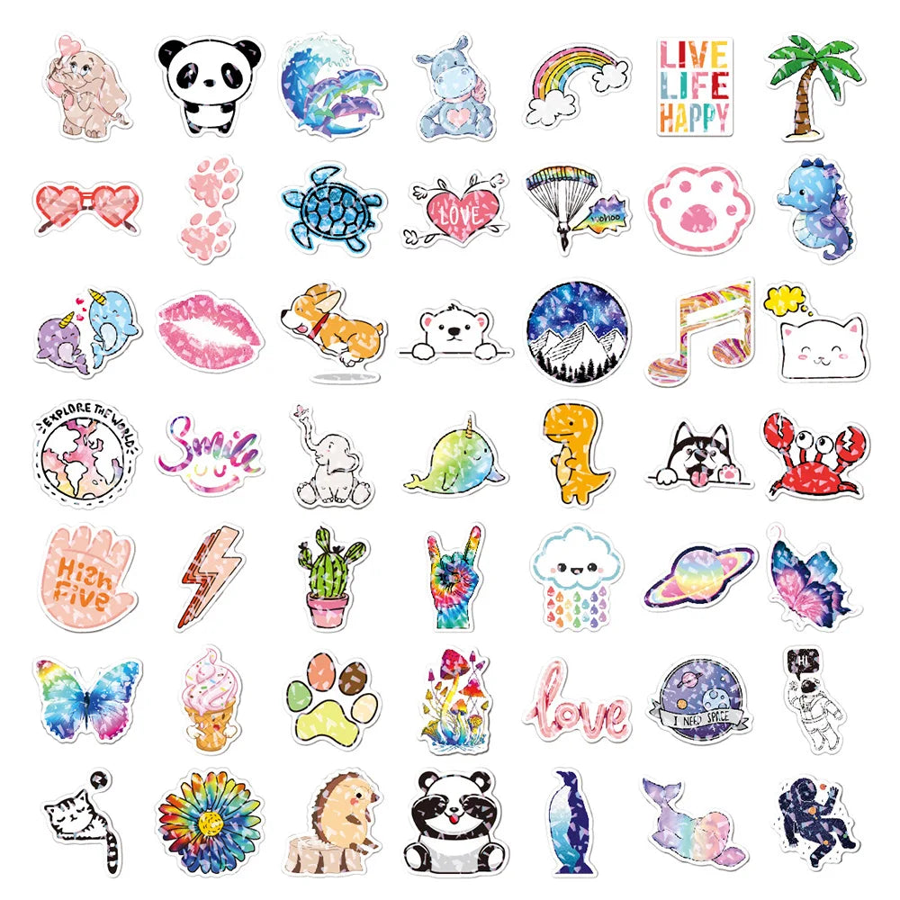 10/30/50/100PCS Mixed VSCO Holographic Laser Cartoon Stickers Aesthetic Luggage Bike Skateboard Cute Girl Gradient Sticker Decal