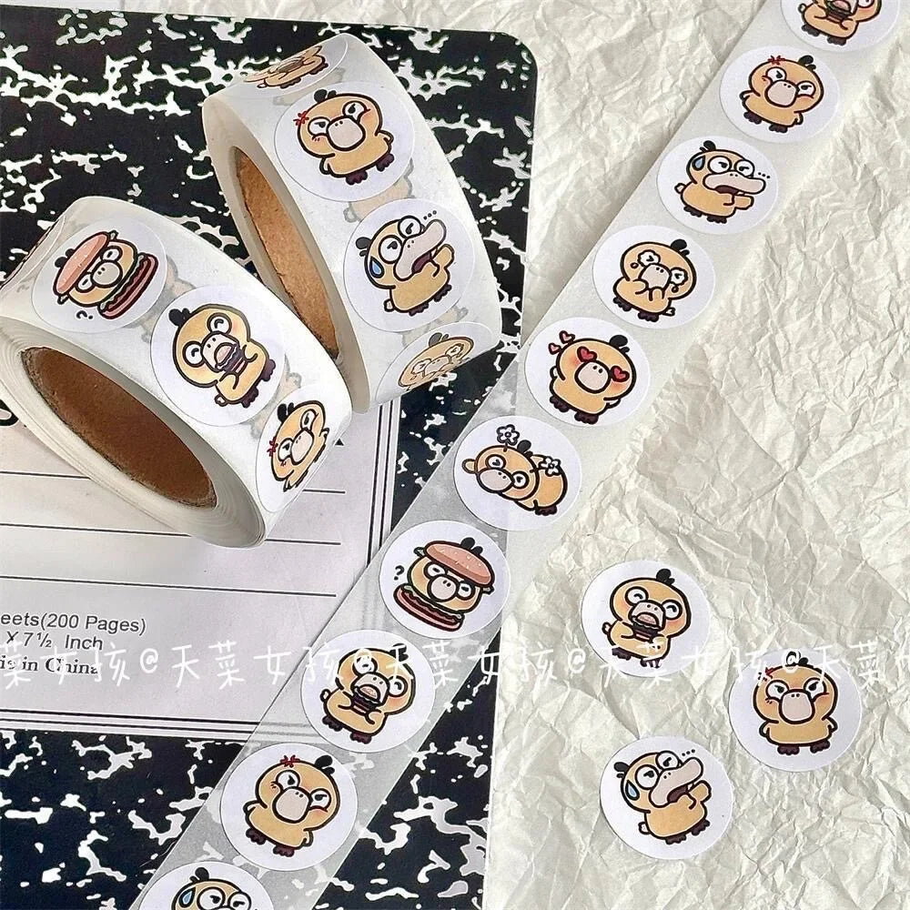 1000pcs Pokémon Psyduck Cartoon Sticker Roll