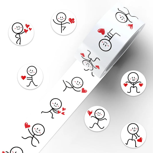 500pcs/roll Funny Cute Cartoon Line Figure Stickers For Laptop Luggage Guitar Phone Waterproof Vinyl Decals (10 Patterns)