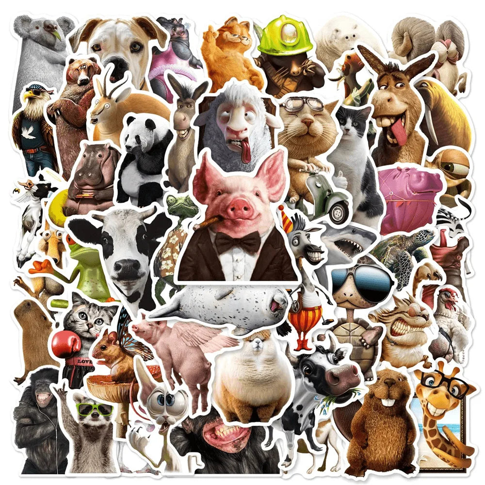 50pcs Cute Animal Stickers for Suitcase, iPad, Phone, Scrapbook