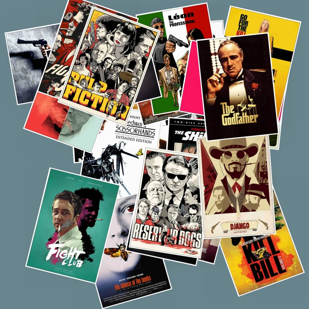 25pcs Classic Movie Stickers DIY Luggage Laptop Art Kill Bill Pulp Fiction Poster Stickers Waterproof Skateboard Toy Gift