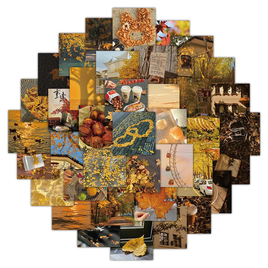 Yellow Autumn Landscape Stickers - Fallen Leaves DIY Decals for Notebook, Suitcase, Laptop, Phone, Guitar (10/30/60pcs)