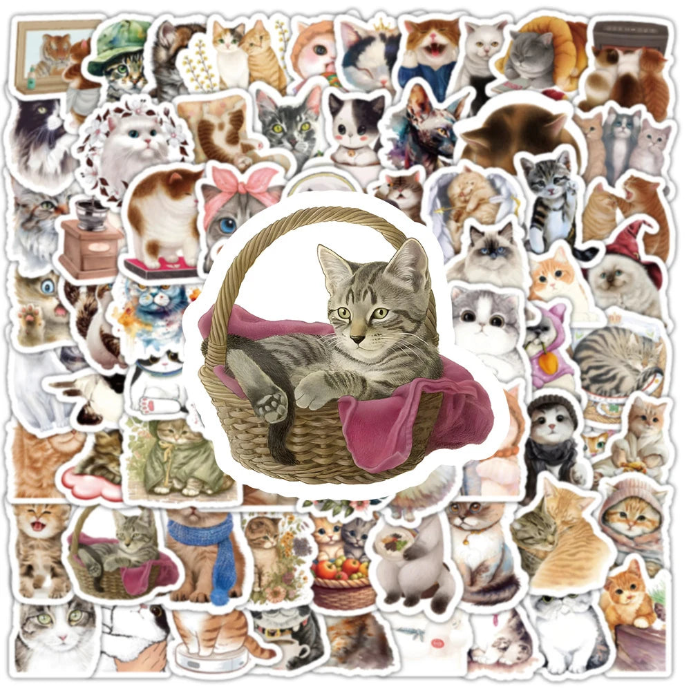 10/30/50/100PCS Cute Kawaii Cats Stickers Decoration Waterproof Skateboard Laptop Phone Notebook Luggage Bike Cartoon Decals Toy