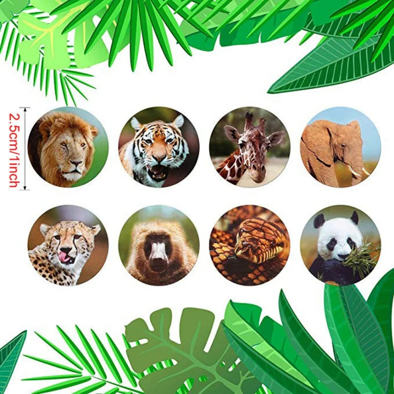 500pcs zoo Animals cartoon Stickers for kids classic toys sticker school teacher reward sticker 8 designs pattern tiger