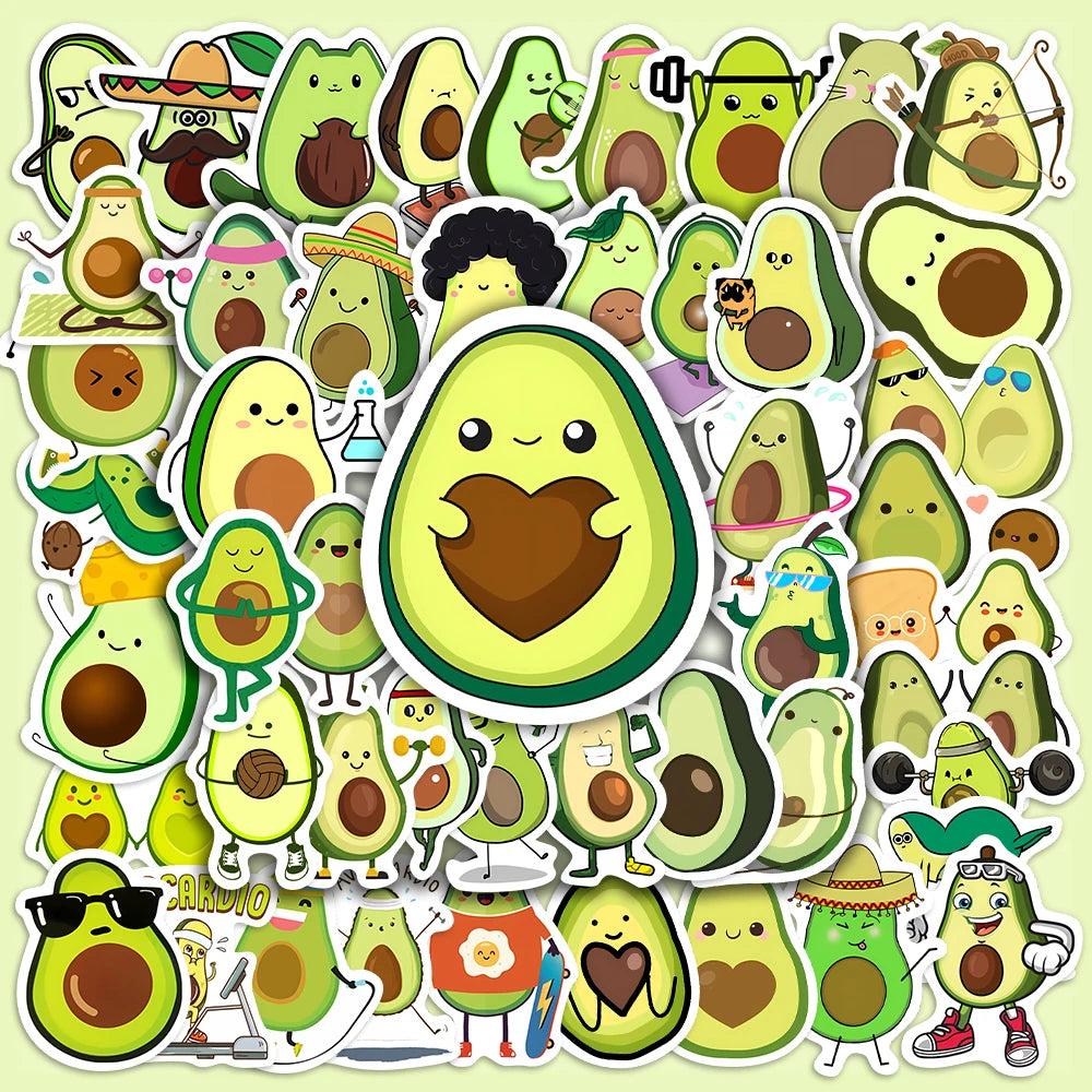 10/25/50PCS Cute Lovely Avocado Stickers Small Self-Adhesive Decals Photo Album Journal Scrapbook Luggage Refrigerator Notebook