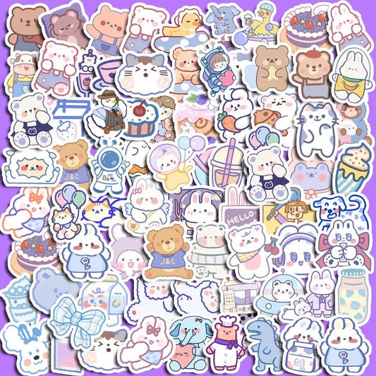 90pcs Cute Animal Graffiti Stickers for Kids DIY Stationery, Computer & Student Use