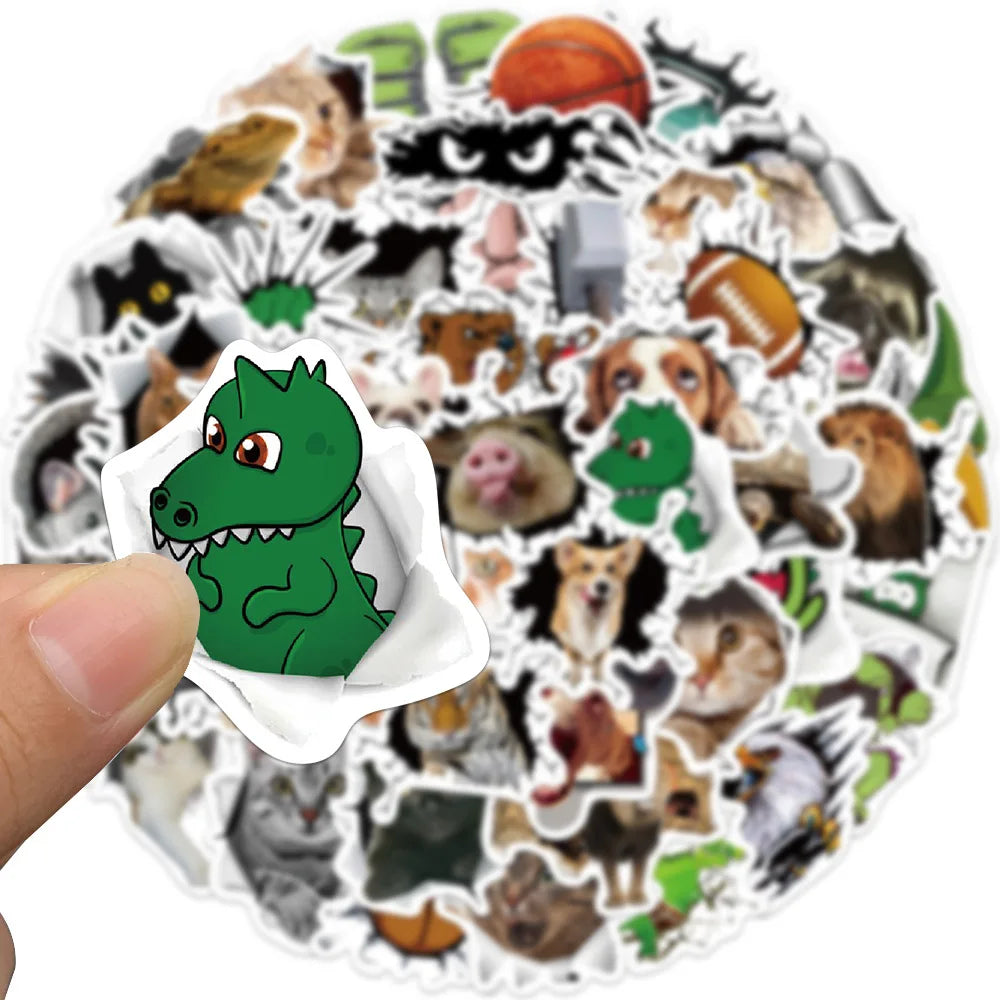 10/30/50PCS 3D Animals Stickers Hole View Vivid Cute Decals For Kids DIY Notebook Laptop Bike Car Phone Graffiti Sticker Kid Toy