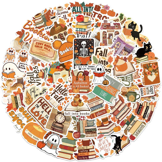 10/50pcs Aesthetic Bookish Fall into Reading Stickers Kindle Book Reader Girl Decals DIY Phone Laptop Scrapbook Diary Sticker