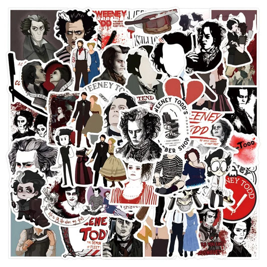 Sweeney Todd Cartoon Stickers Pack - Suitcase, Phone, Laptop, Car, Scooter, Fridge Decor