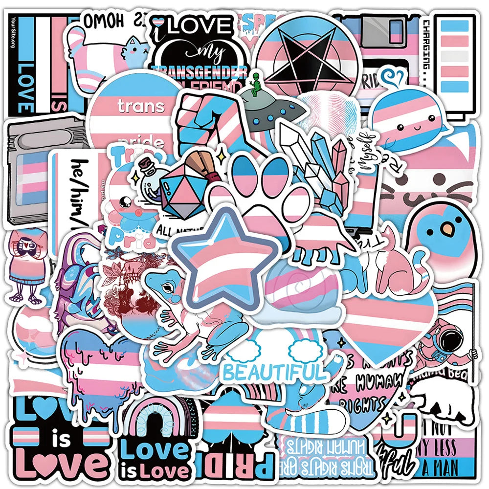 Transgender Pride Stickers 10/30/60pcs LGBTQ Rainbow Decals for Skateboard Laptop
