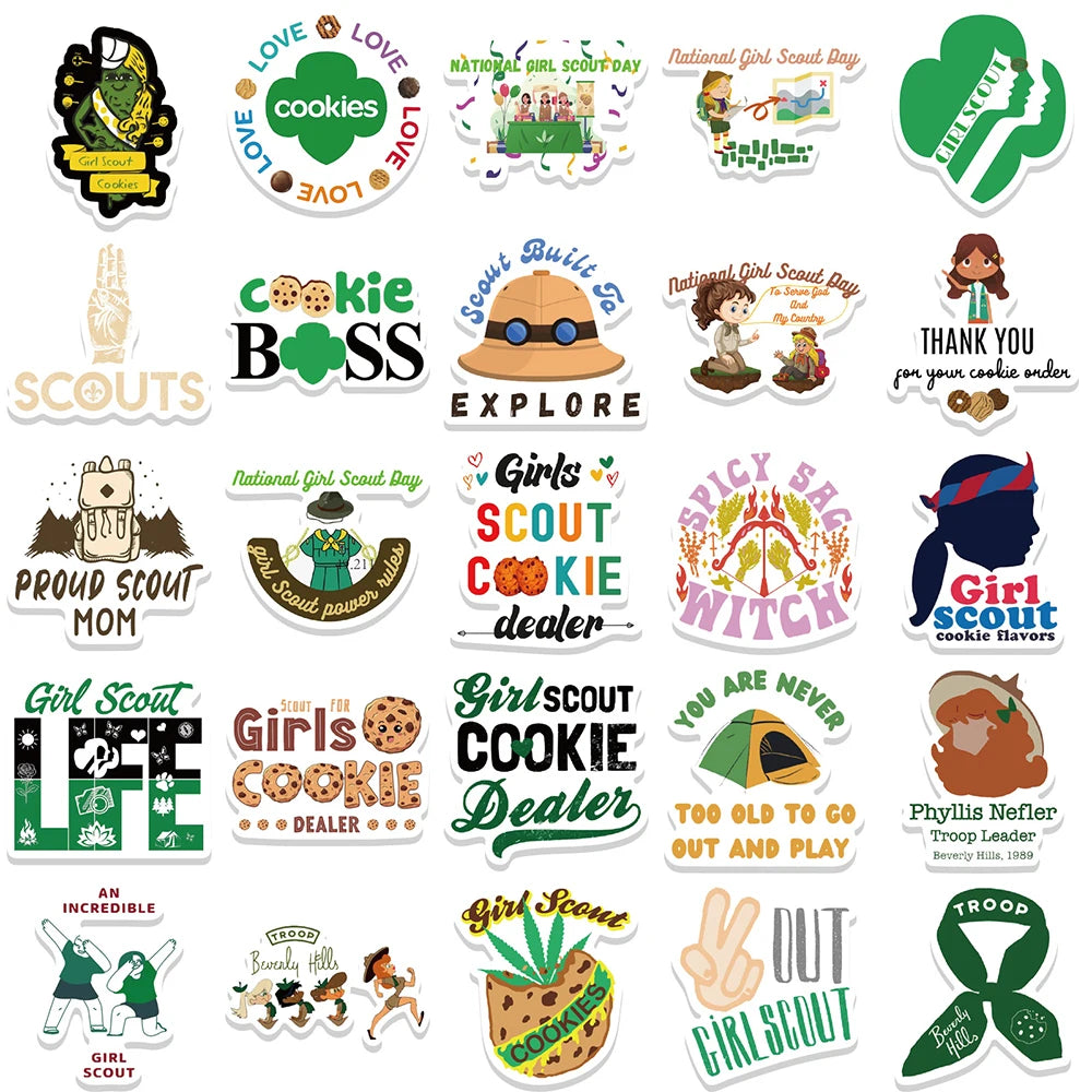 10/30/50PCS Girl Scout Movie Stickers Cartoon Graffiti Decals DIY Phone Notebook Suitcase Bike Laptop Skateboard Car Sticker Toy