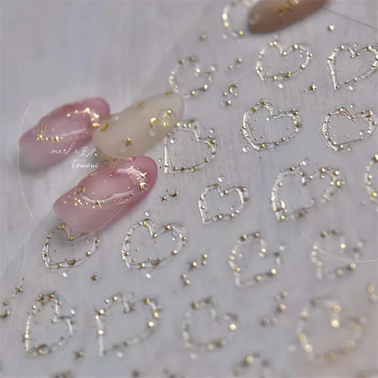 Jelly Nail Stickers Shiny French Stars Love Self-Adhesive Valentine's Day Decor