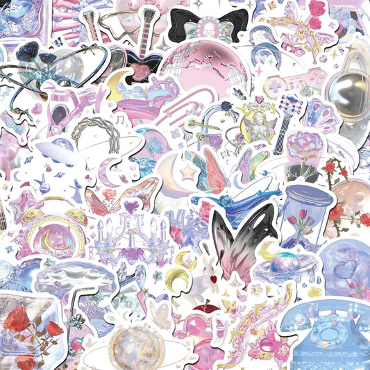 3D Cartoon Crystal Girl Stickers for Laptop, Phone, Suitcase, Notebook, Kids Toys (10/30/50pcs)