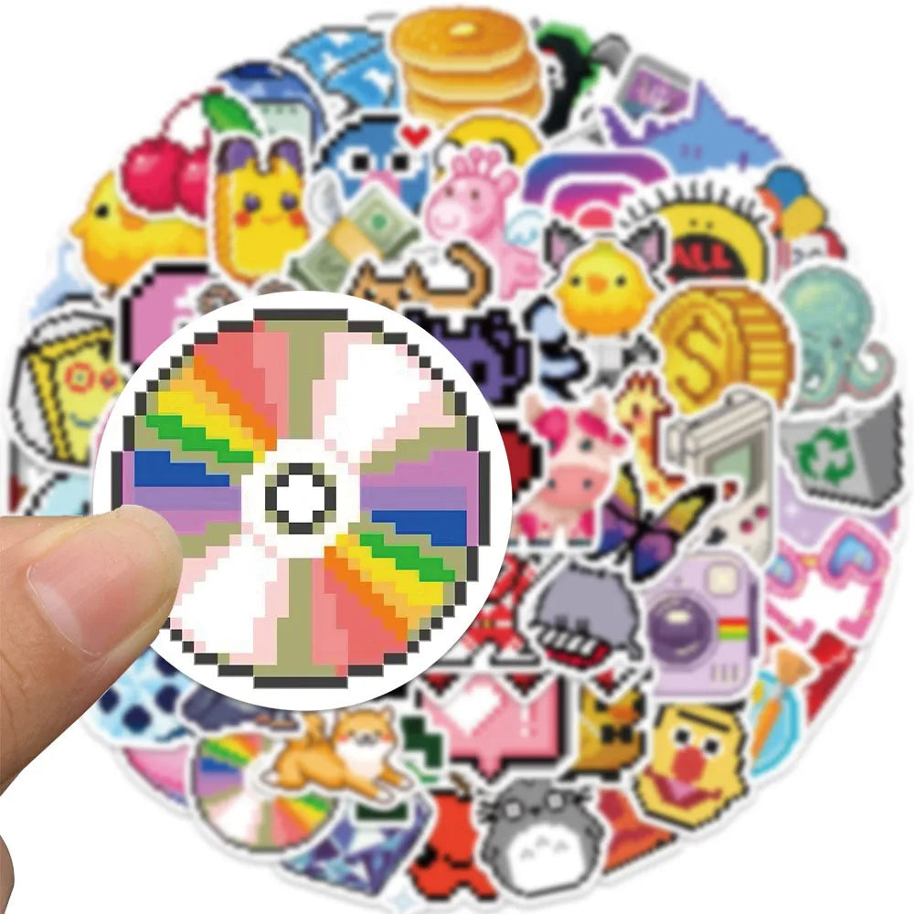 10/30/65PCS INS Style Cute Pixel Cartoon Aesthetic Stickers Laptop Phone Scrapbook Notebook DIY Luggage Graffiti Sticker Kid Toy