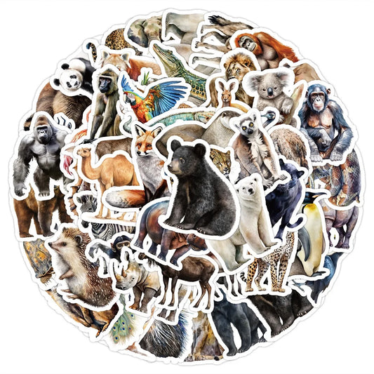 10/50pcs Mixed Africa Wild Jungle Animals Stickers Graffiti for Boys Girls Toy Scrapbooking Water Bottle Phone Fridge Sticker