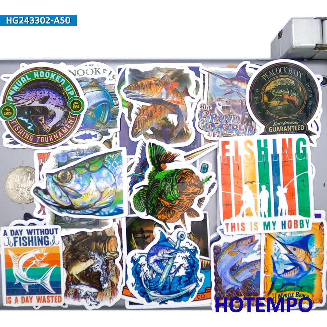 20/30/50Pieces Sea Fishing Stickers Funny Fisherman Style Outdoor Trip for Phone Boat Luggage Bike Car Motorcycle Laptop Sticker