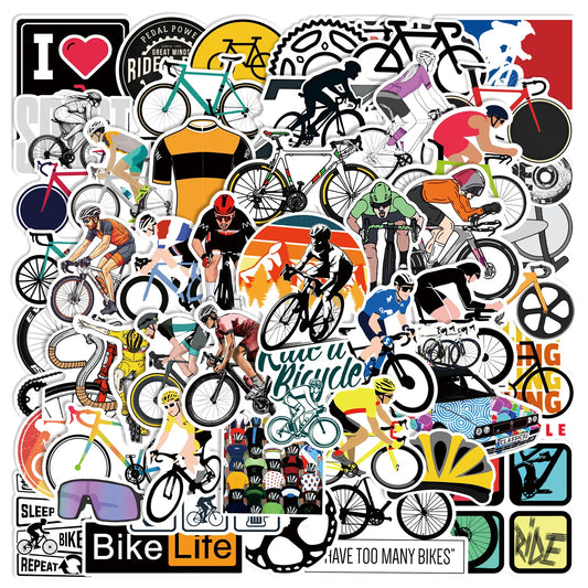 50pcs Cartoon Cycling Stickers for Helmet, Wall, DIY Decoration