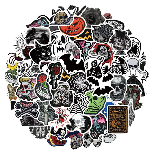 Gothic Skull Spider Web Stickers Waterproof Decals for Laptop Motorcycle Luggage Car