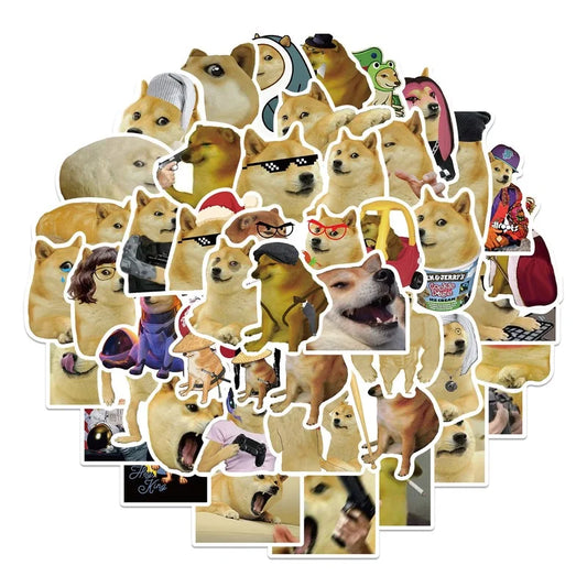 Funny Dog Meme Stickers Decals for Phone, Cup, Suitcase, Skateboard, Car - 10/25/50pcs