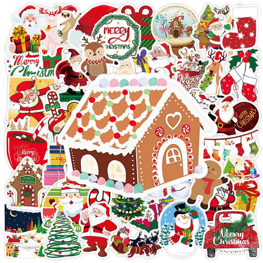 Christmas Santa Tree Stickers 10/30/50PCS - Laptop, Luggage, Skateboard, Kid Gift Decals