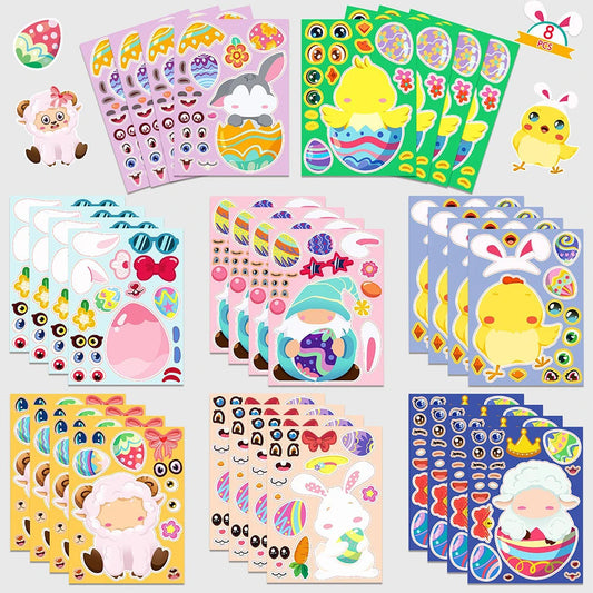 Easter Puzzle Stickers Game for Kids - DIY Egg Decals Party Decoration Toy