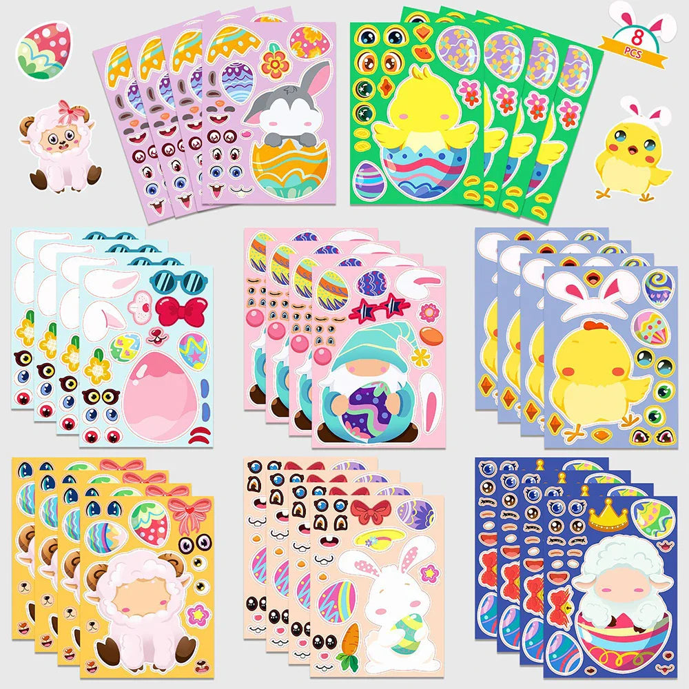 Easter Puzzle Stickers Game for Kids - DIY Egg Decals Party Decoration Toy