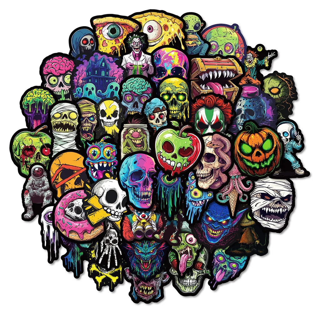 Horror Skull Stickers Waterproof Decals for Skateboard Laptop Fridge Motorcycle