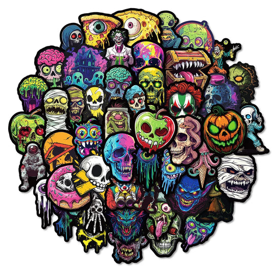 Horror Skull Stickers Waterproof Decals for Skateboard Laptop Fridge Motorcycle