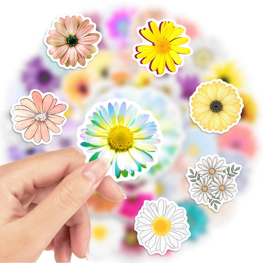 10/25/50PCS Autumn Flower Daisy Sunflower Sticker Packs