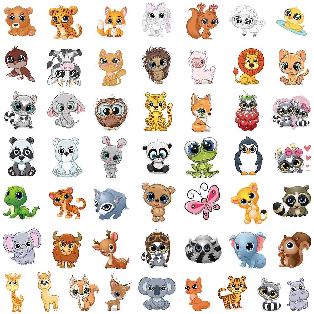 10/30/50PCS Cute Big Eyes Animals Sticker Cartoon Kawaii Decals Gift For Kids Laptop Notebook Guitar Phone Suitcase Car DIY Toys