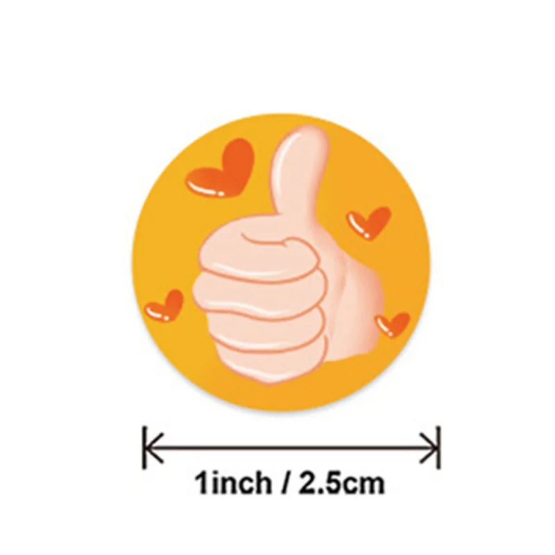 500pcs Encouragement Reward Stickers Thumbs Up Rewarded Kids School Kindergarten Children Scrapbook Stationery Sticker