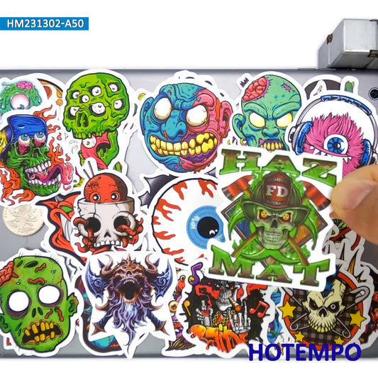 20/30/50Pieces Funny Monster Style Zombie Demon Ghost Retro Stickers for Luggage Car Motorcycle Bike Phone Helmet Laptop Sticker