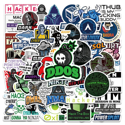 50PCS Hacker Programming Stickers for Laptop, Skateboard, Luggage, Motorcycle, Helmet, Car
