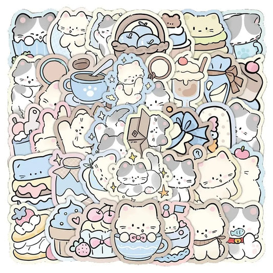 50PCS Cute Cat Stickers Waterproof Decals for DIY