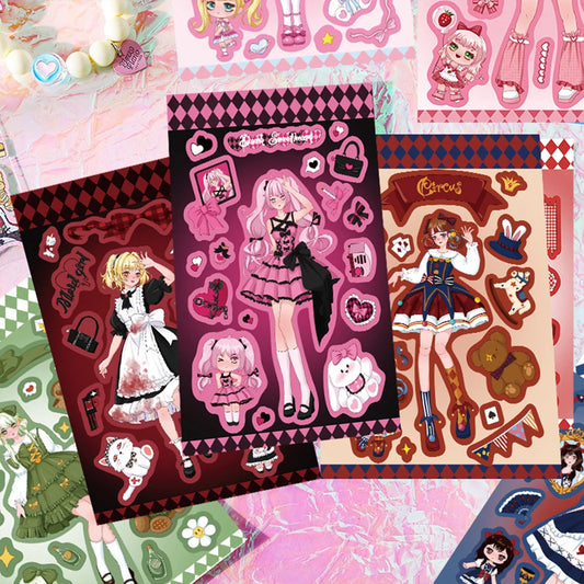 Cute Demon Maid Girl Stickers for Laptop, Diary, Scrapbook, Phone
