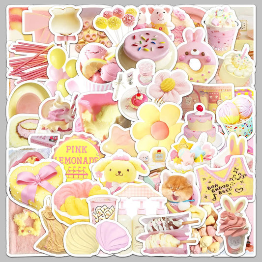 50Pcs Cartoon Yellow Pink Graffiti Stickers for Helmet Wall DIY Decoration