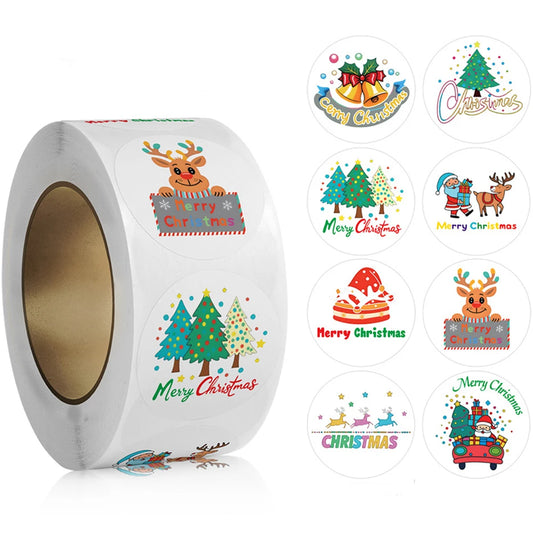 Christmas Stickers: Santa, Snowman, Tree Labels (100-500pcs)