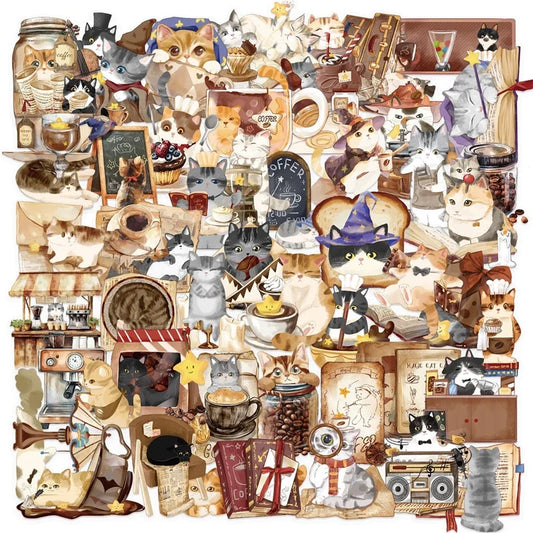 50PCS Kawaii Cat Stickers: Aesthetic Scrapbooking Supplies